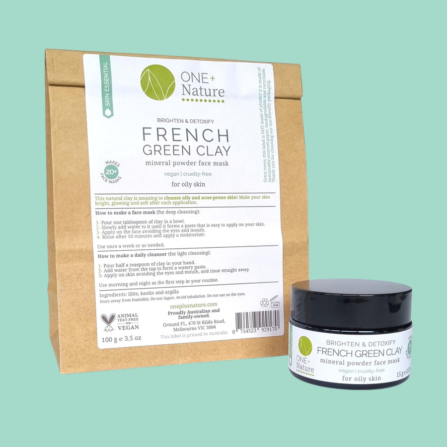 French Green Clay - Mineral Powder Mask and Cleanser  For Face