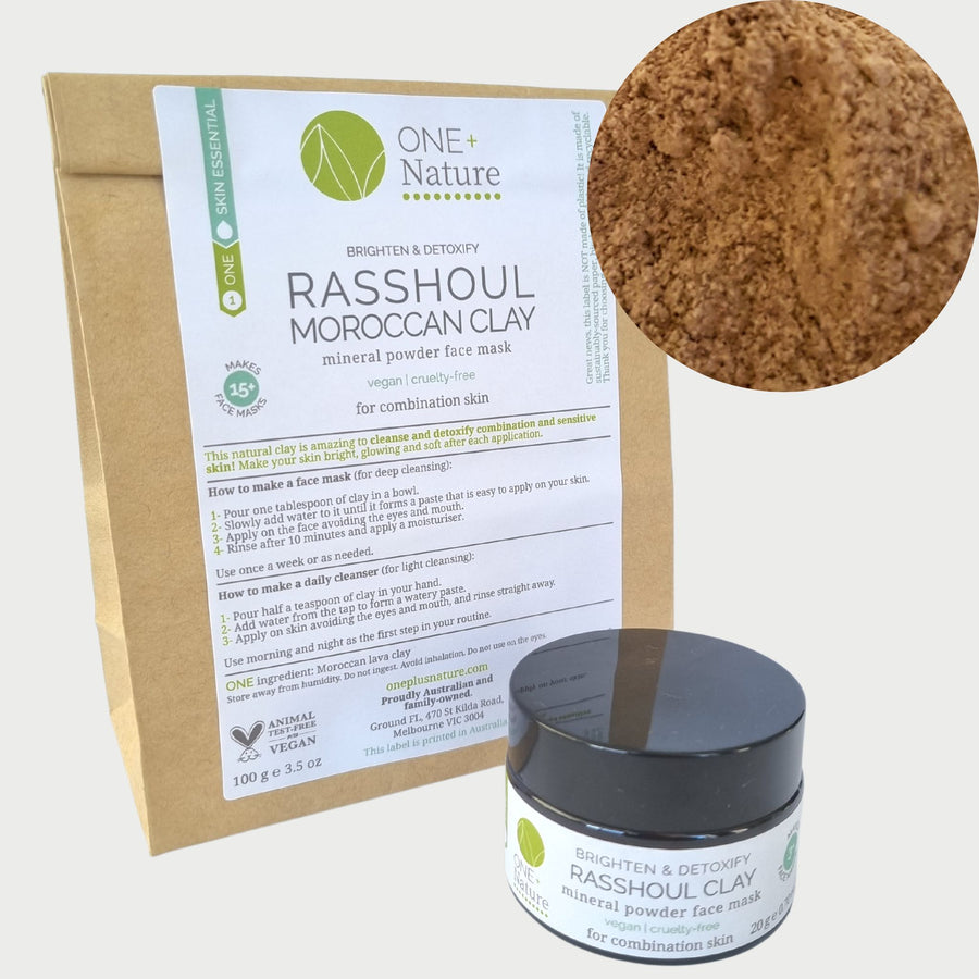 Rhassoul Moroccan Clay - Mineral Powder Mask and Cleanser  For Face
