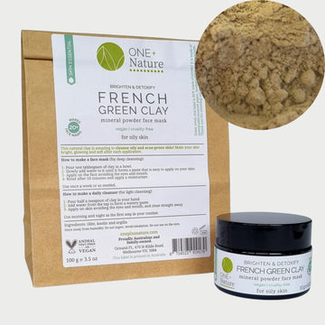 French Green Clay - Mineral Powder Mask and Cleanser  For Face